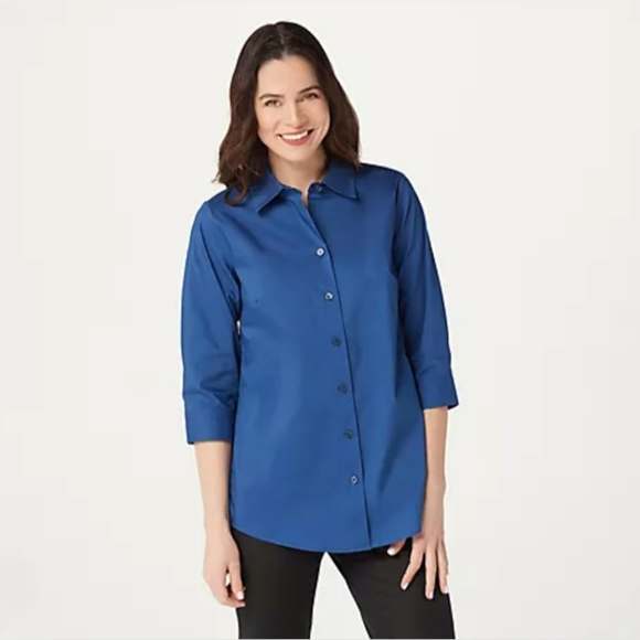 Joan Rivers Women's 3/4 Sleeve Button Front Shirt Reinforced Pockets sz 2X - Picture 1 of 8